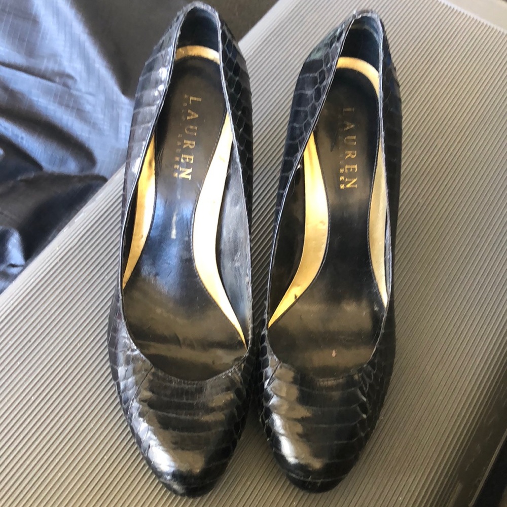Ralph Lauren faux snakeskin heals
